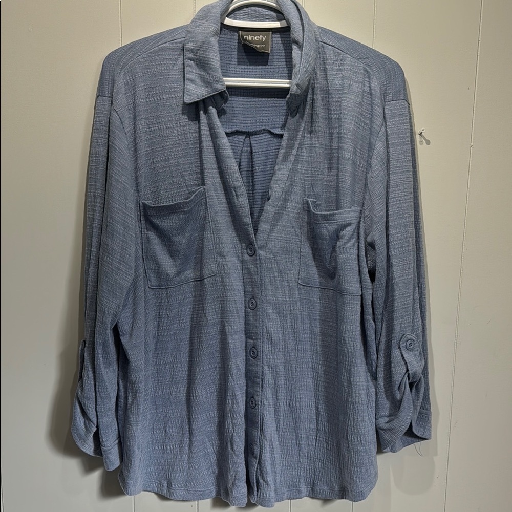 Ninety Clothing Co Women’s Blue Casual Shirt